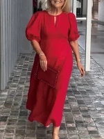 Casual Long Puff Sleeve A-Line Women's Dress
