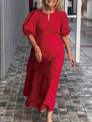 Casual Long Puff Sleeve A-Line Women's Dress