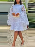 Women’s White Lace Long Sleeve Loose Dress