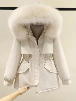 Clearance Women’s Padded Parka with Fur Collar