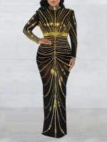Gold Diamond Split Evening Gown