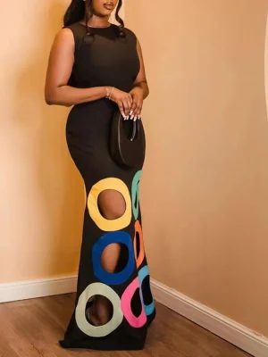 Sexy Hollow-Out Bodycon Maxi Dress for Women