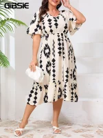 Plus‑Size Butterfly Sleeve V‑Neck Boho Maxi Dress – Summer 2025