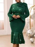 Elegant Green Sequin Mermaid Dress