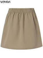 2024 Women’s High Waist Pleated Mini Skirt – Elegant A-Line