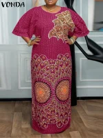Plus Size 5XL Bohemian Floral Patchwork Dress