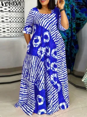 Bohemian Printed Summer Maxi Dress – Loose & Casual