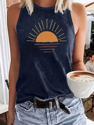 Plus Size Sleeveless Print Tank Top (1XL-5XL)