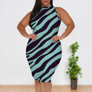 Plus Size Zebra Print Bodycon Dress