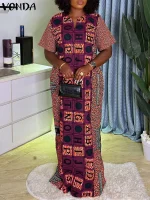 Plus Size Bohemian Print Dress – 5XL Vintage V-Neck Summer Sundress