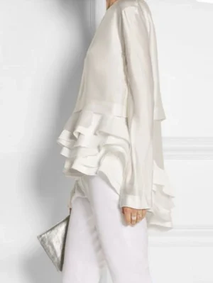 Plus Size Ruffle Flare Sleeve Blouse”