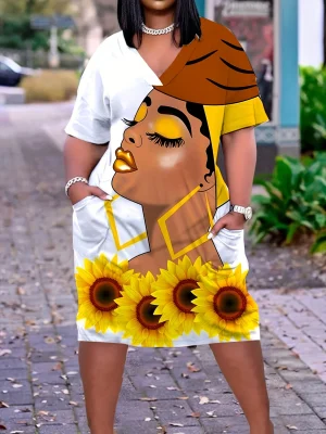 Plus Size Cartoon Print Summer Dress