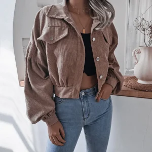 Women’s Corduroy Lantern Sleeve Short Coat