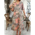 Plus Size Vintage V-Neck Dress