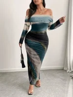 Plus Size One-Shoulder Mesh Dress