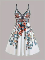 Plus Size Floral Trumpet Mini Dress