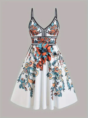 Plus Size Floral Trumpet Mini Dress