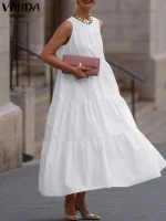 Plus Size 5XL VONDA Sleeveless Summer Dress