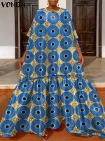 Plus Size Vintage Printed Summer Dress 5XL