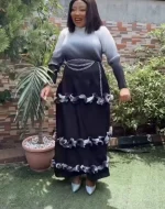 Plus Size Miyaki Pleated Dress – Gradient Cake Skirt & Belt