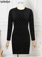 Plus Size Sexy Lace Patchwork Mini Dress – 2025 Elegant Long Sleeve Sundress