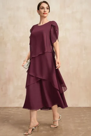 Plus Size Chiffon Maxi Dress – Layered Petal Sleeve