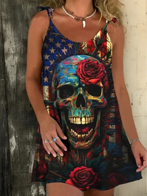 Plus Size Skull Print Cami Dress