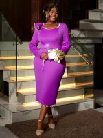 Purple V-Neck Bodycon Dress with Beading & Tassels