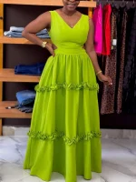 V-Neck Sleeveless Maxi Dress