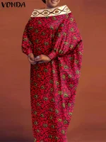 VONDA Bohemian Printing Maxi Dress