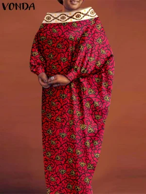VONDA Bohemian Printing Maxi Dress