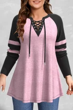 Plus Size Autumn Patchwork T-Shirt