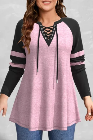 Plus Size Autumn Patchwork T-Shirt