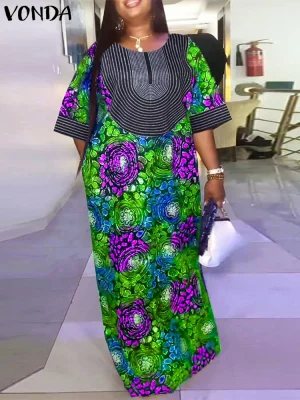 Women’s Elegant Long Dress – Floral Print, 2025