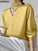 Women’s Satin Silk V-Neck Blouse – 2025 Elegant Work & Casual Top
