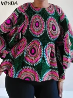 Plus Size VONDA Oversized Flare Sleeve Blouse – 2025