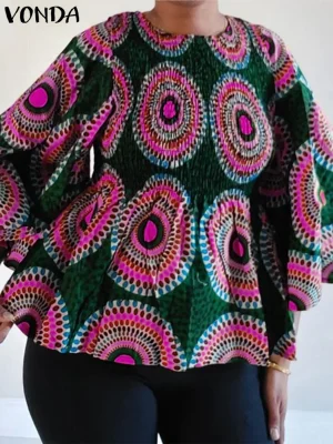 Plus Size VONDA Oversized Flare Sleeve Blouse – 2025