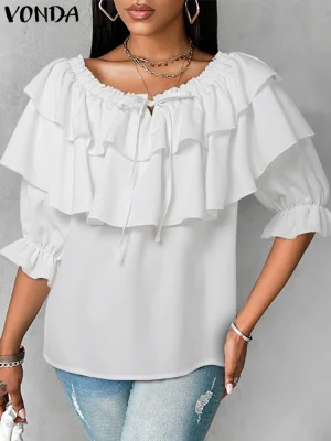 Women’s Off-Shoulder Ruffle Blouse – 2025