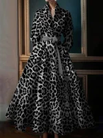 Elegant Leopard Print A-Line Dress – Autumn 2025