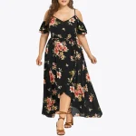 Plus Size Floral Print Summer Sling Dress – Casual Loose Fit