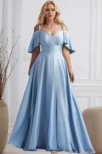 “Plus Size Off-Shoulder Pleated Maxi Dress”