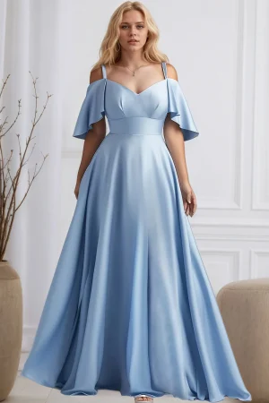 “Plus Size Off-Shoulder Pleated Maxi Dress”