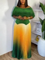 Elegant Two-Piece Set with V-Neck Batwing Top & Pleated Skirt
