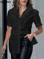 Plus Size 5XL Ruffled Collar Summer Blouse