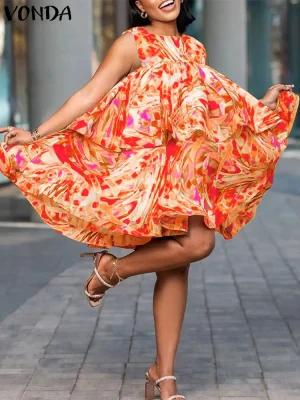 VONDA Summer Printed Mini Dress – 2025