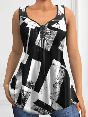 Plus Size Sleeveless Drawstring Top