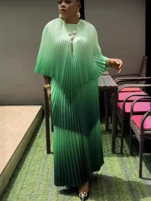 Miyaki Pleated 2-Piece Shawl Skirt Set