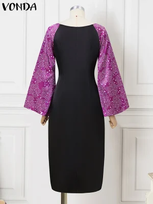 Plus Size 5XL Off-Shoulder Printed Maxi Dress – Elegant Party Wear