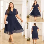 Plus Size V-Neck Evening Party Dress