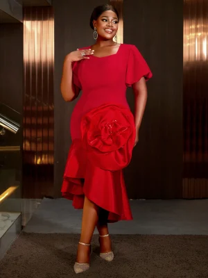 Elegant Red Mermaid Cocktail Dress